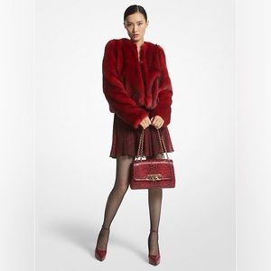 Michael Kors faux fur crop jacket. Color: crimson. Size: S